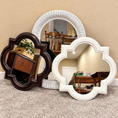Sale Photo Thumbnail #88: Hd set of 3 decorative wall mirrors with unique shapes and frames