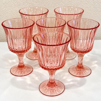 Sale Photo Thumbnail #128: Hk set of 6 decorative pink glass dessert cups