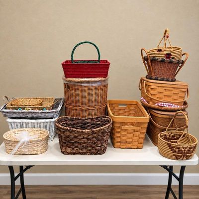 Sale Photo Thumbnail #163: Ld 15 piece wicker basket set with basketville picnic basket