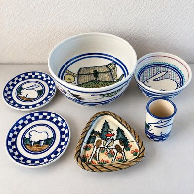 Sale Photo Thumbnail #194: Lk debbie dean pottery rustic farmhouse' stoneware set