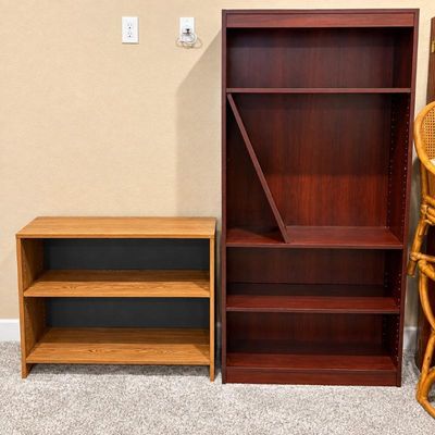 Sale Photo Thumbnail #67: F two wooden bookcases with multiple shelves
