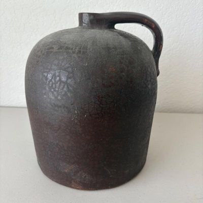 Sale Photo Thumbnail #85: Hd brown stoneware beehive whiskey jug with crackle finish