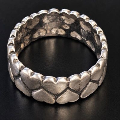 Sale Photo Thumbnail #139: J 925 sterling silver heart band ring size 7 – 7g