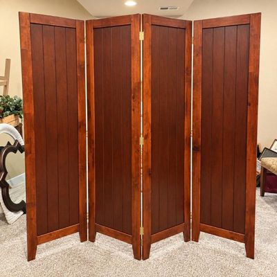 Sale Photo Thumbnail #44: F 4 panel wooden room divider 72 tall x 70" wide