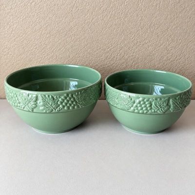 Sale Photo Thumbnail #204: Lk set of 2 ceramic bowls made in portugal with vine motif