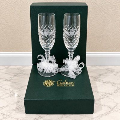 Sale Photo Thumbnail #112: Hk galway irish crystal champagne flutes 8 5 inch tall, set of 2