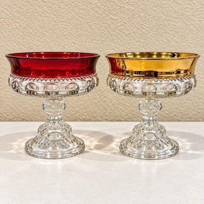 Sale Photo Thumbnail #86: Hd pair of king s crown ruby and gold candy dishes