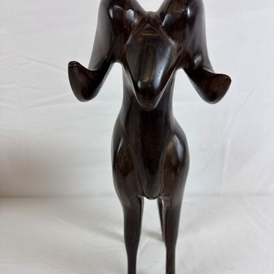 Vintage Hand-Carved Ebony Ram Figurine