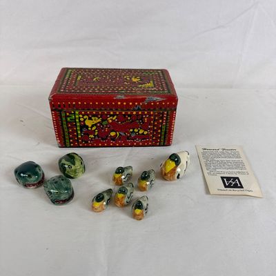 Howard Finster Visions of America Ceramic Figurines & Hand-Painted Box