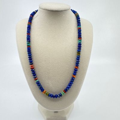 Vintage Southwest Lapis Lazuli, Turquoise & Coral Bead Necklace