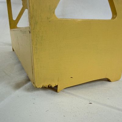 Vintage Yellow Painted Wooden Wall Shelf with Drawers