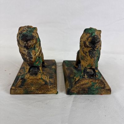 Vintage Cast Iron Lion Bookends - Pair