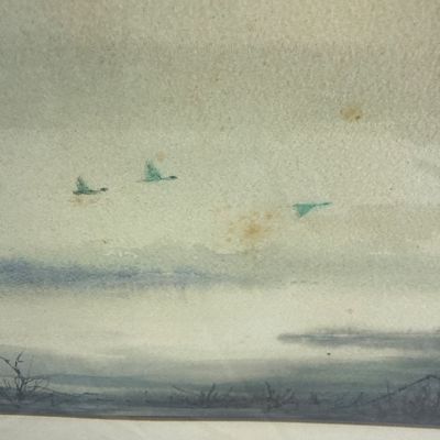 Framed Original Watercolor Painting "Misty Morning" Signed D. Fairbanks
