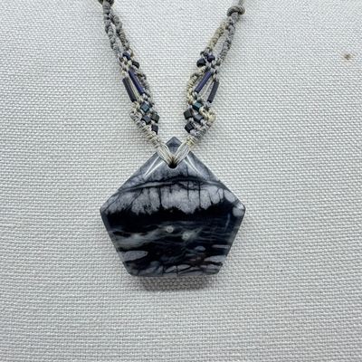 Two Handcrafted Braided Macrame Gemstone Necklaces