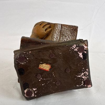 Vintage Cast Resin Figurine of a Young Girl Reading Books