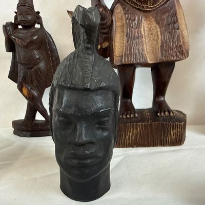 Vintage Hand-Carved Wooden Figurines & Sculptures - 7 Piece Collection