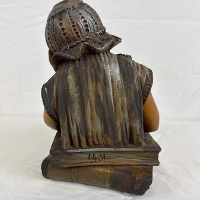Vintage Cast Resin Figurine of a Young Girl Reading Books