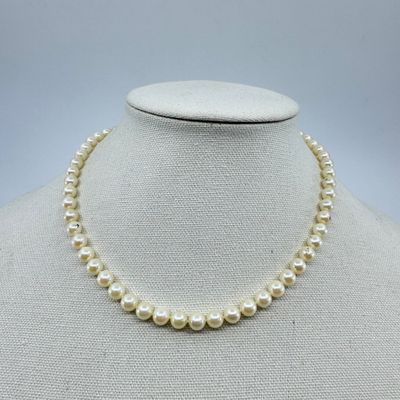 Vintage Knotted Cultured Pearl Strand Necklace with 14k Gold-Clasp