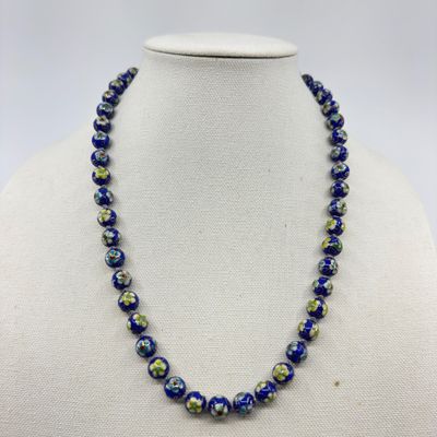 Vintage Chinese Cloisonne Enamel Bead Necklace