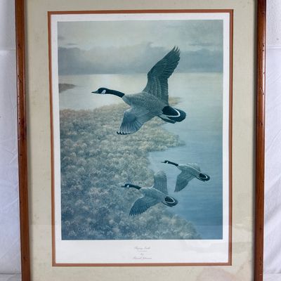 Framed Art Print Flying South Canada Geese by Russell Johnson