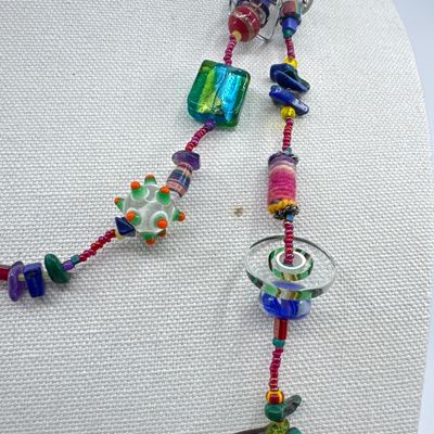 Artisan Made 52" Lampwork Glass & Murano Bead Necklace