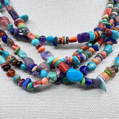 Artisan 5-Strand Gemstone Chip & Shell Necklace - 20"