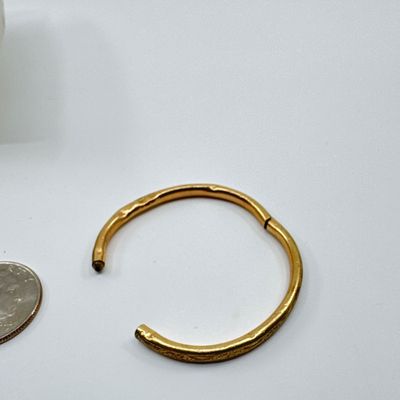 Vintage Gold-Tone Rose Brooch & Engraved Hinged Bangle Bracelet Set