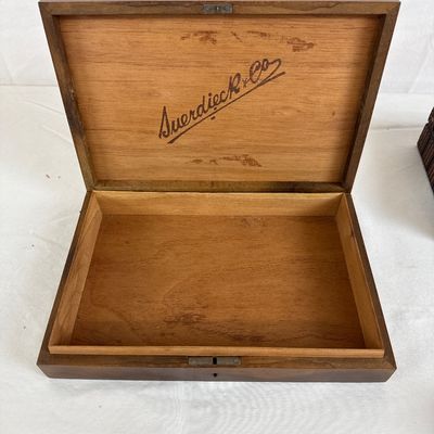 Vintage Suerdieck & Co. Brazil Cigar Box & Polish Carved Wooden Box