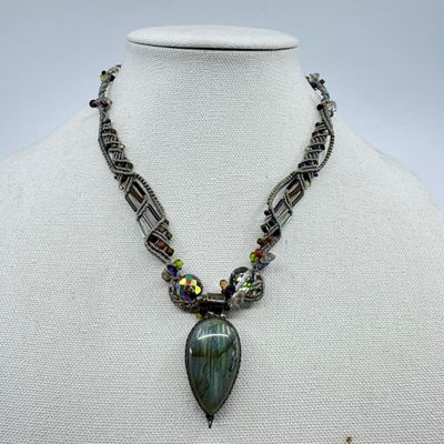 Two Handcrafted Braided Macrame Gemstone Necklaces
