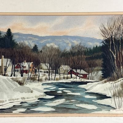 Kent Day Coes ANA Signed Original Watercolor Winter Landscape Painting