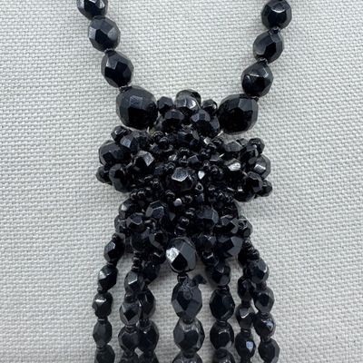 Bottega Veneta Black Beaded Tassel Necklace