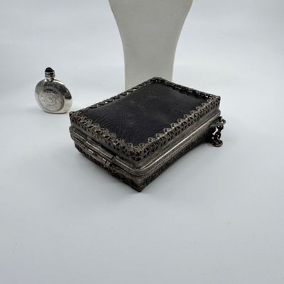 Antique Chatelaine Purse & Sterling Silver Mexican Aztec Calendar Perfume Bottle