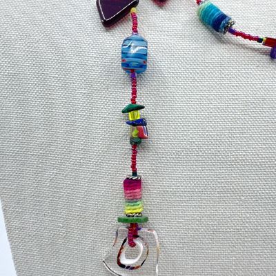 Artisan Made 52" Lampwork Glass & Murano Bead Necklace