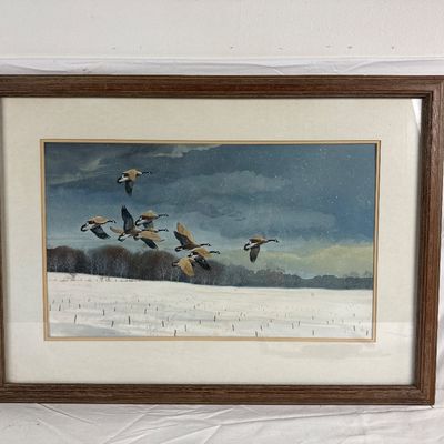 George Shumate Framed Watercolor 'Snowy Canadas' 1981