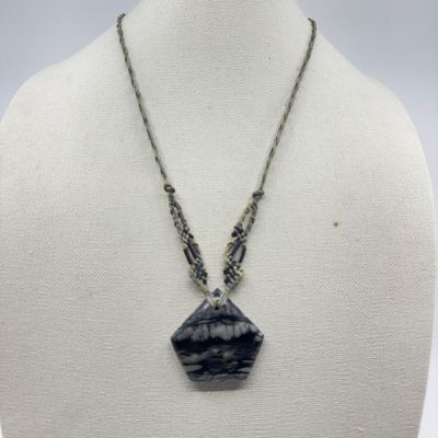 Two Handcrafted Braided Macrame Gemstone Necklaces