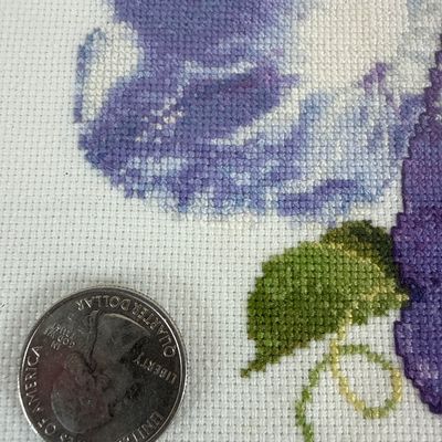 Framed Hummingbird and Morning Glories Needlepoint