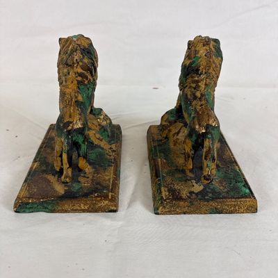Vintage Cast Iron Lion Bookends - Pair