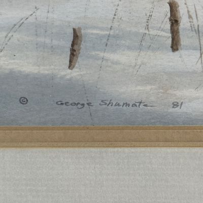 George Shumate Framed Watercolor 'Snowy Canadas' 1981