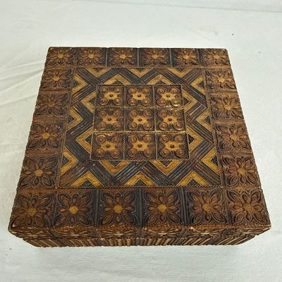 Vintage Suerdieck & Co. Brazil Cigar Box & Polish Carved Wooden Box