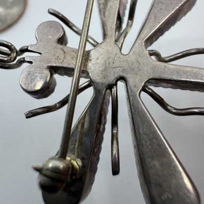 3026 Wayne & Josie Haloo Zuni Sterling Multi-Stone Inlay Dragonfly Brooch