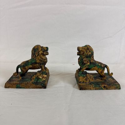 Vintage Cast Iron Lion Bookends - Pair