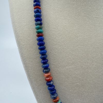 Vintage Southwest Lapis Lazuli, Turquoise & Coral Bead Necklace