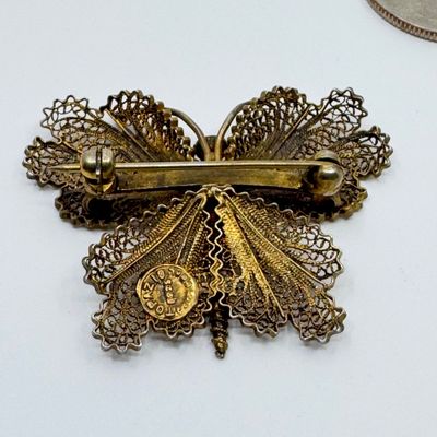 Vintage Insect Brooch Lot - Monet Dragonfly, Silver Filigree Butterfly & Bee