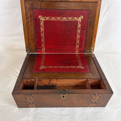 Antique Tunbridge Ware Inlaid Wood Writing Slope Box