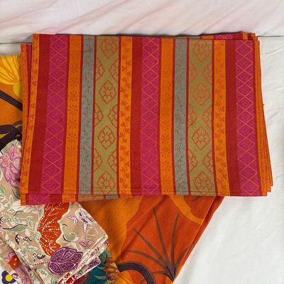 Assorted Table Linens, Placemats, Napkins & Decorative Storage Basket