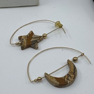 Michal Golan Earrings, Cloisonne Pendant & Stone Hoop Earrings
