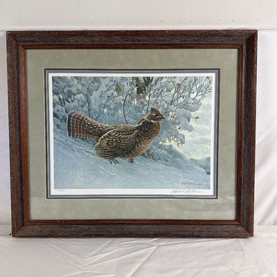 Robert Bateman Signed Print Early Snowfall Ruffed Grouse 310/950 Framed
