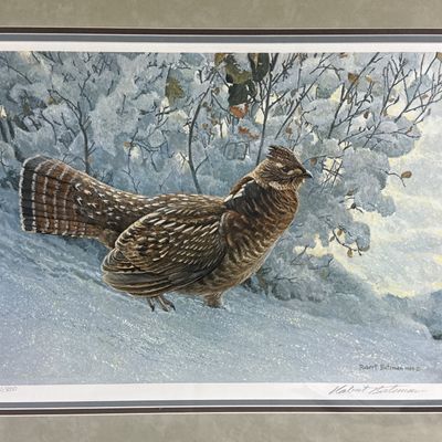 Robert Bateman Signed Print Early Snowfall Ruffed Grouse 310/950 Framed