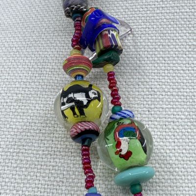 Artisan Made 52" Lampwork Glass & Murano Bead Necklace