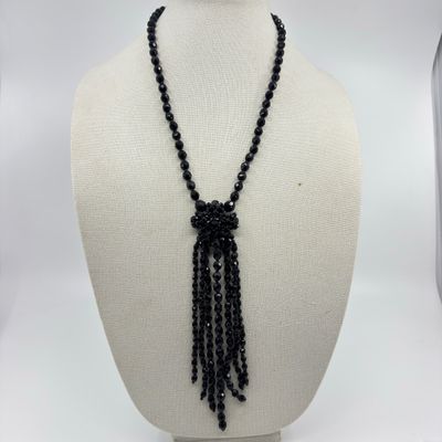Bottega Veneta Black Beaded Tassel Necklace
